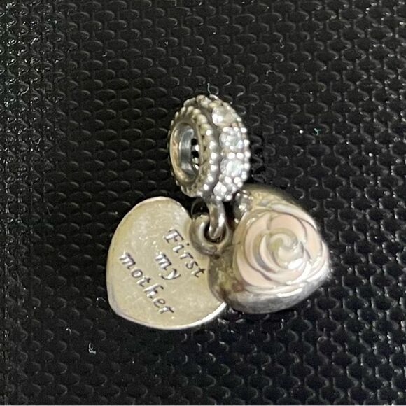 Pandora Dangle Heart with Pink Rose inlay. - Picture 4 of 6